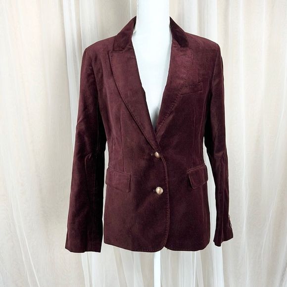 Uniqlo X Ines De La Fressange burgundy velvet blazer - Picture 2 of 9